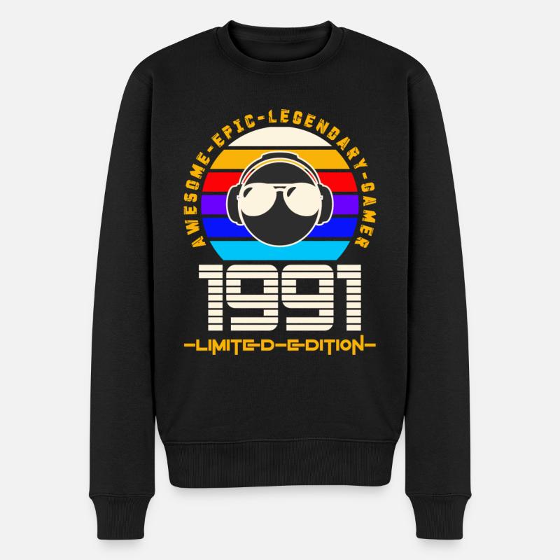 1991 - Männer Premium Bio Pullover - Schwarz