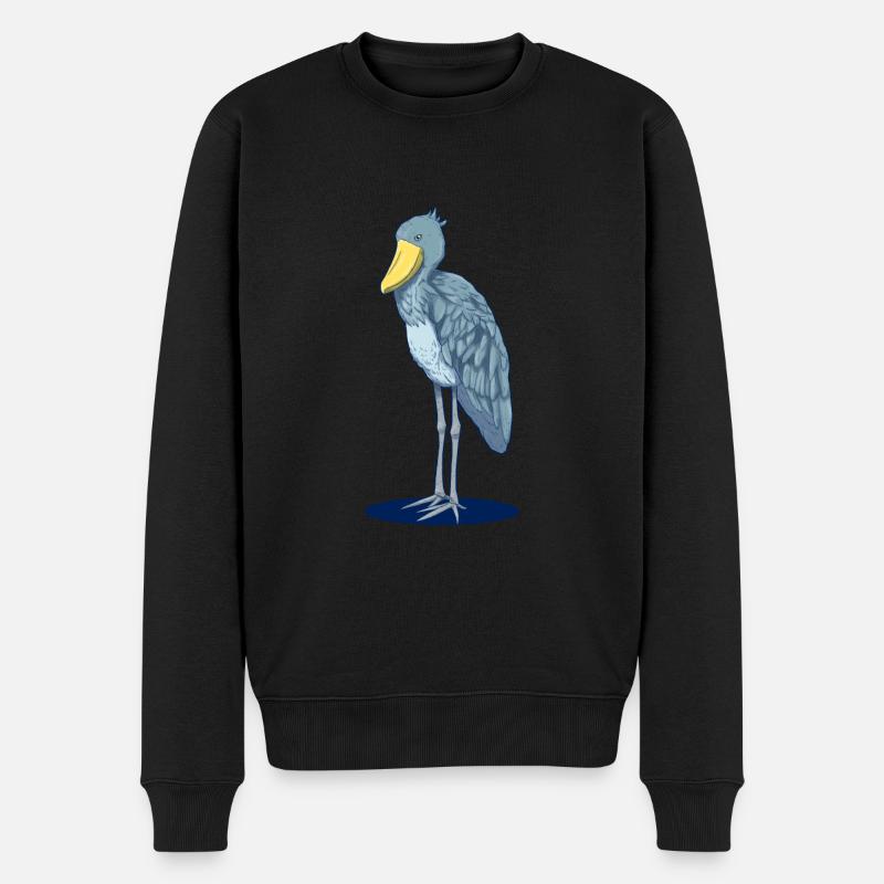 Realistischer Schuhschnabel - von Hand gezeichnet - Männer Premium Bio Pullover - Schwarz
