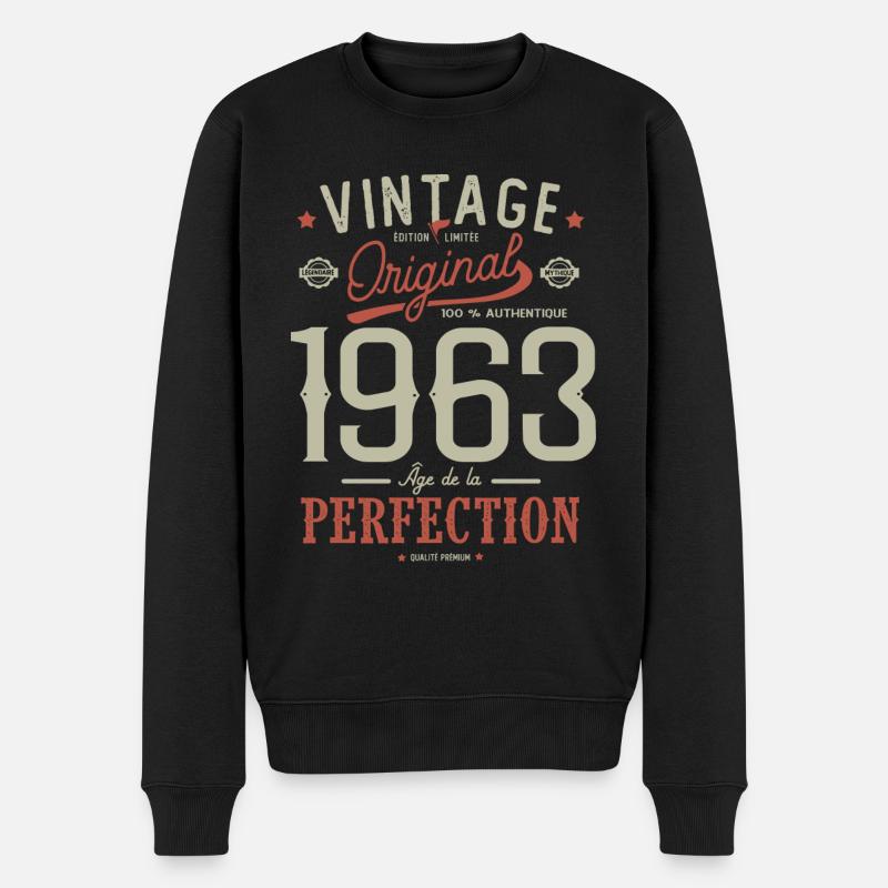 age de la perfection 1963 anniversaire 59 ans - Pull Premium bio Homme - noir