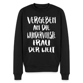 Vergeben An Die Wundervollste Frau Der Welt Spruch - Männer Premium Bio Pullover - Schwarz - Vorne - Nico (187cm)
