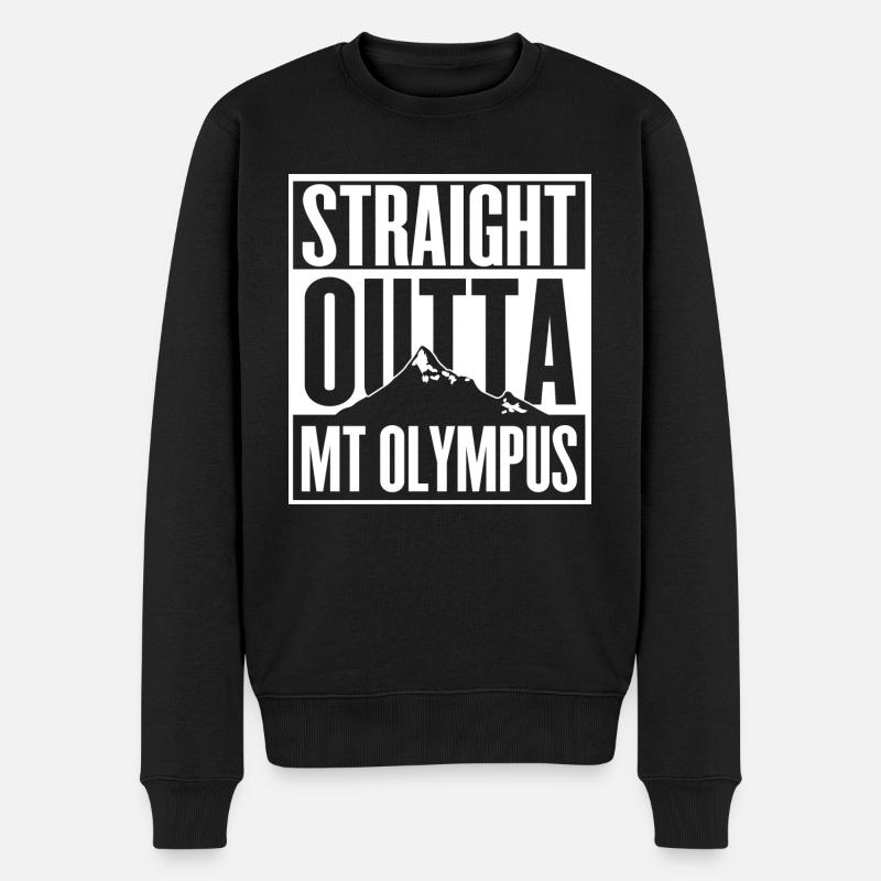 Geradeaus aus dem Olymp - Männer Premium Bio Pullover - Schwarz