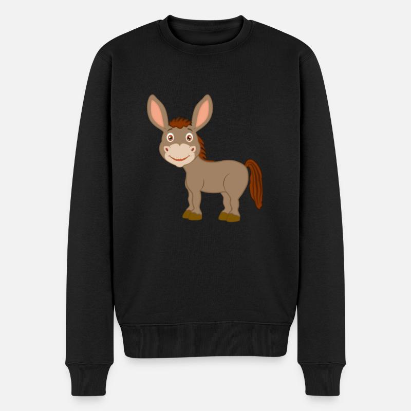 Baby Esel - Eselchen - Männer Premium Bio Pullover - Schwarz