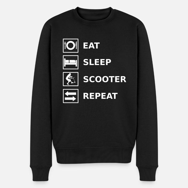 Eat Sleep Scooter Repeat - Männer Premium Bio Pullover - Schwarz