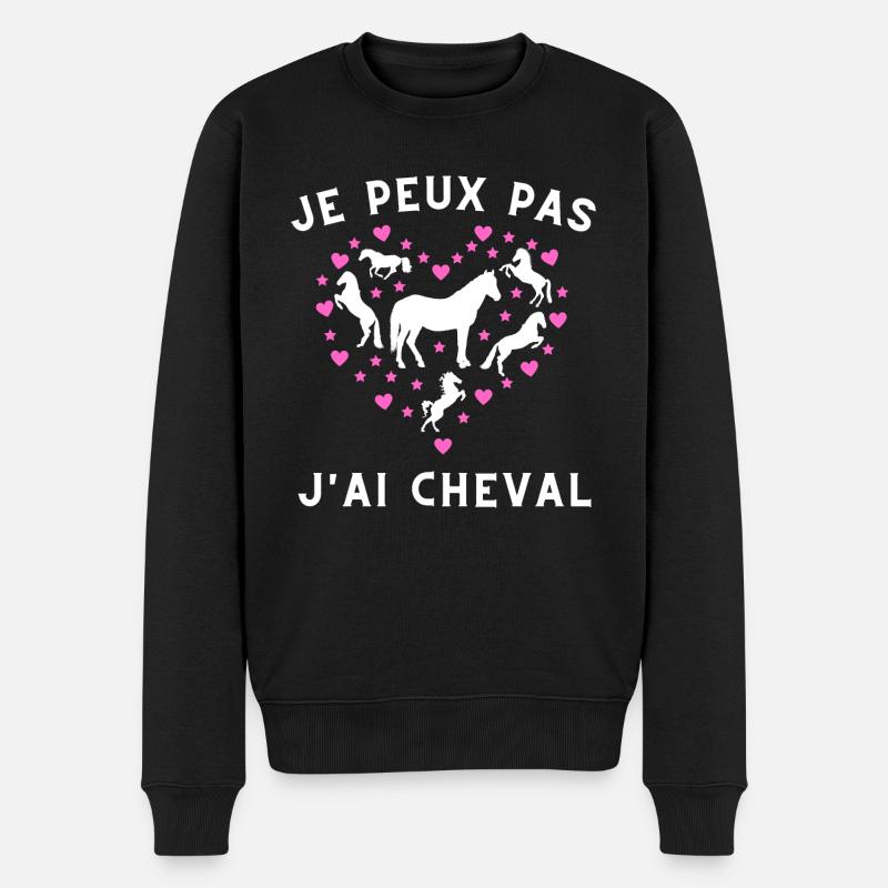 JE PEUX PAS J'AI CHEVAL - Rose & Blanc - Pull Premium bio Homme - noir