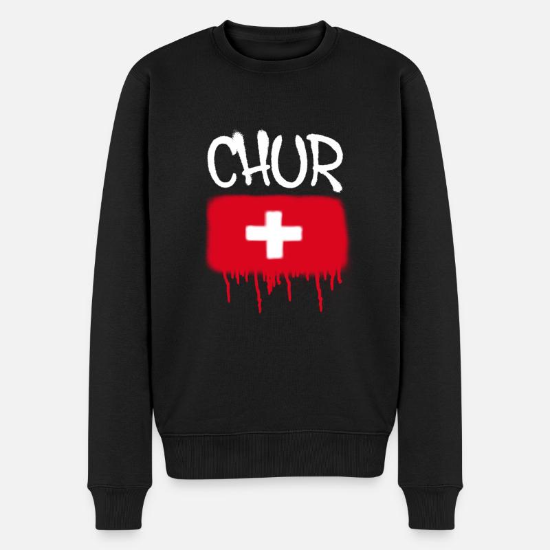 chur, graffiti,drapeau,suisse,drapeau suisse - Pull Premium bio Homme - noir