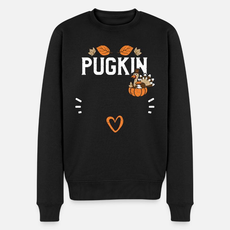 Pugkin - Thanksgiving - Männer Premium Bio Pullover - Schwarz