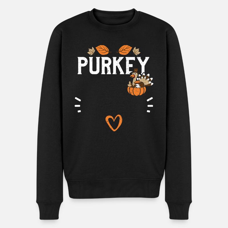 Purkey - Thanksgiving - Männer Premium Bio Pullover - Schwarz