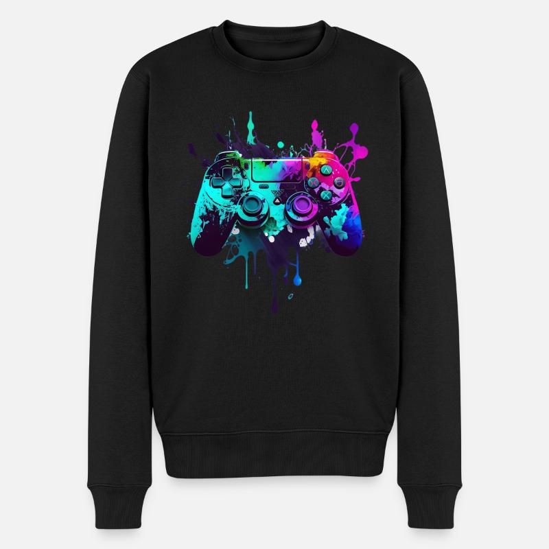 Neon Gaming Controller / Kontroller - Männer Premium Bio Pullover - Schwarz