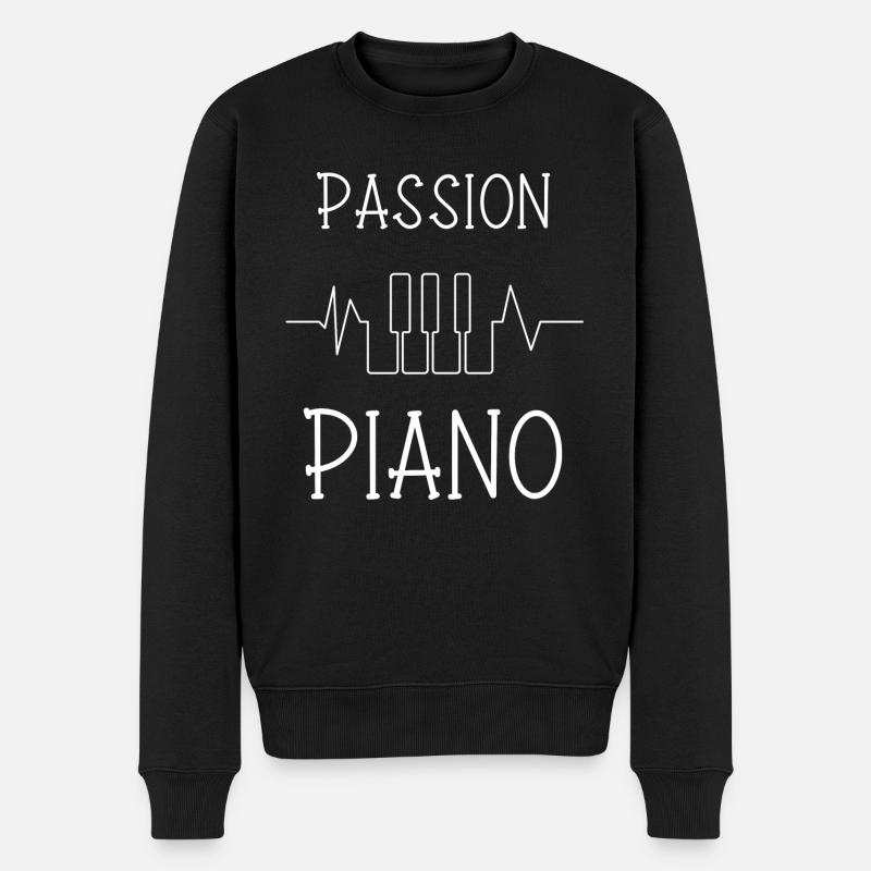 passion piano - Pull Premium bio Homme - noir