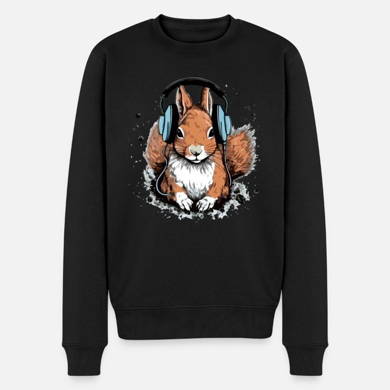 Jiko das audiophile Eichhörnchen - Männer Premium Bio Pullover - Schwarz
