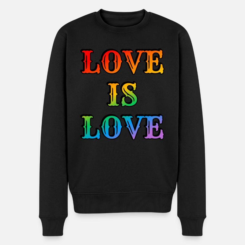 Regenbogen-Liebe ist Liebe - Männer Premium Bio Pullover - Schwarz