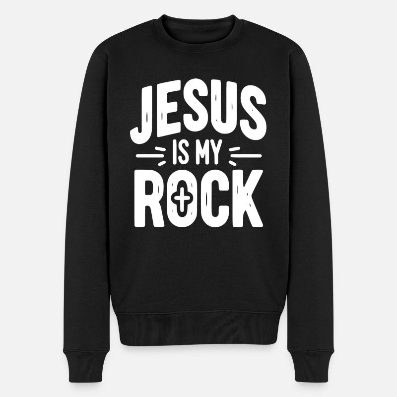 Jésus est mon rocher - Pull Premium bio Homme - noir