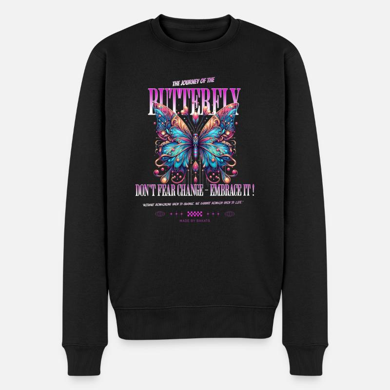Die Reise des Schmetterlings – Veränderung annehme - Männer Premium Bio Pullover - Schwarz