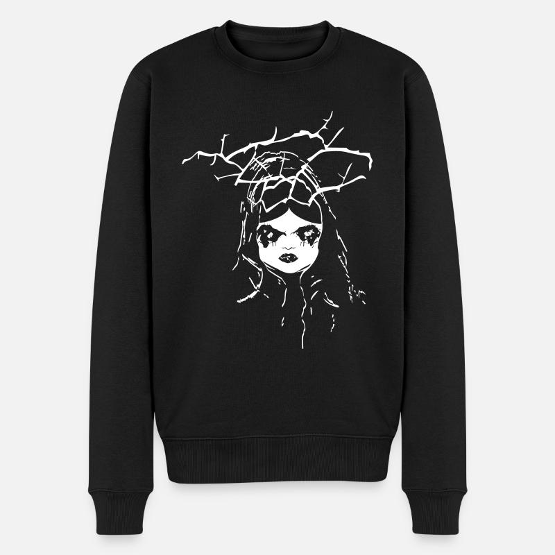 creepy dollface - Männer Premium Bio Pullover - Schwarz