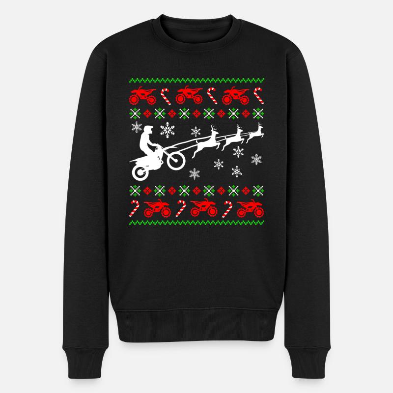 Deer Ugly Christmas Biker Motorrad Motocross - Männer Premium Bio Pullover - Schwarz