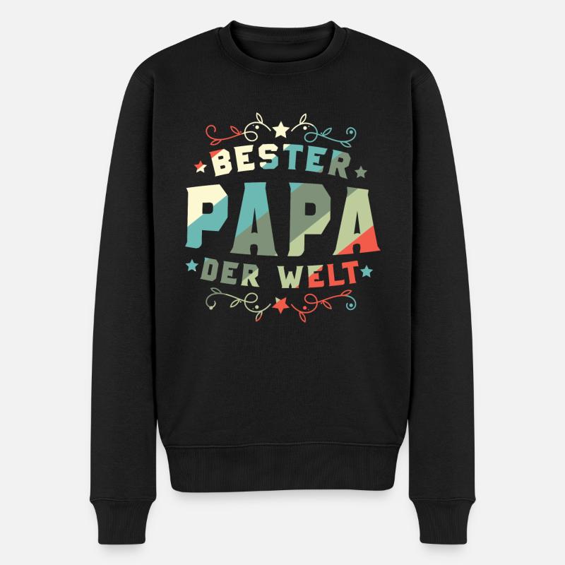 Bester Papa Der Welt Bester Papa - Männer Premium Bio Pullover - Schwarz