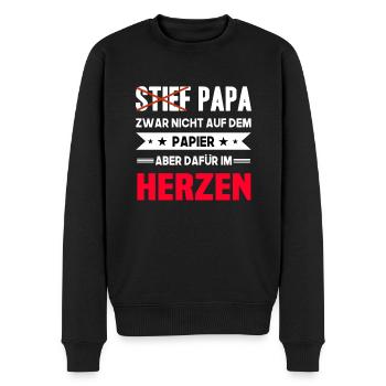 Stiefpapa Stiefvater Vatertag Geschenk T-Shirt - Männer Premium Bio Pullover - Schwarz - Vorne - Nico (187cm)