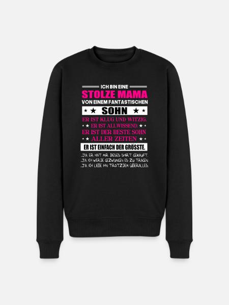 Stolze Mama eines fantastischen Sohnes Geschenk - Männer Premium Bio Pullover - Schwarz