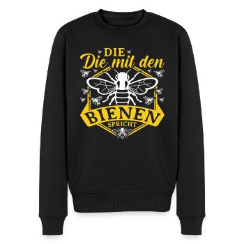 Die Mit Den Bienen Spricht Honig Imkerei Imkerin - Männer Premium Bio Pullover - Schwarz - Vorne - Nico (187cm)