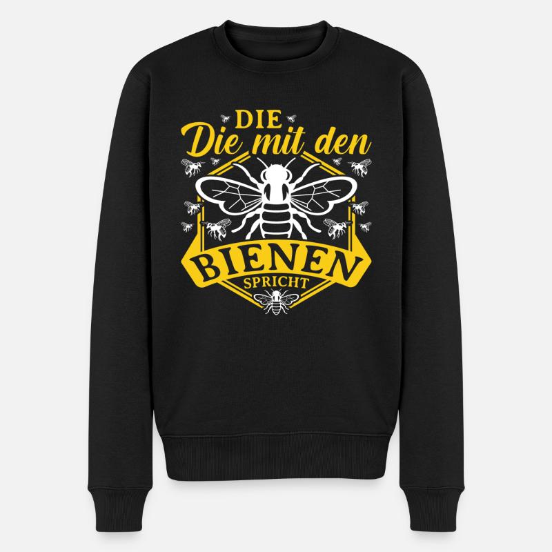 Die Mit Den Bienen Spricht Honig Imkerei Imkerin - Männer Premium Bio Pullover - Schwarz