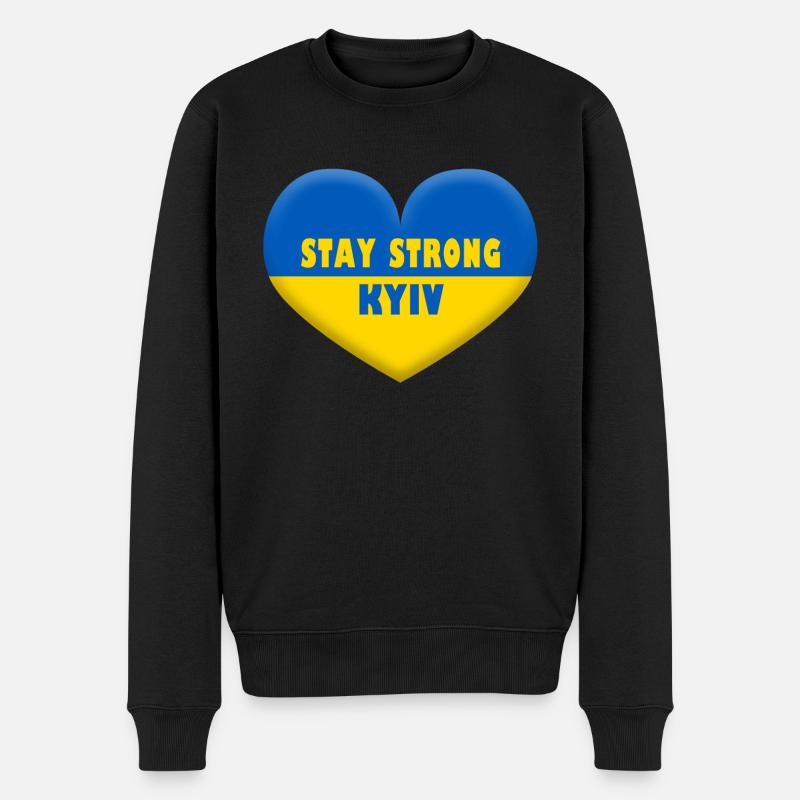 Stay Strong Kyiv - Männer Premium Bio Pullover - Schwarz
