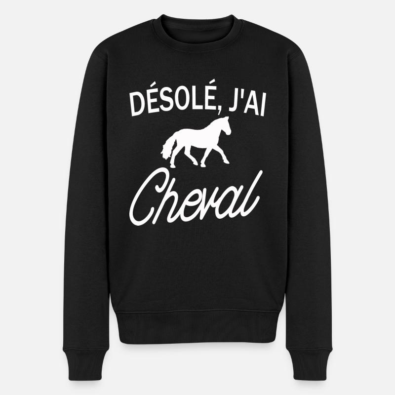 j ai cheval / cadeau humour cheval - Pull Premium bio Homme - noir