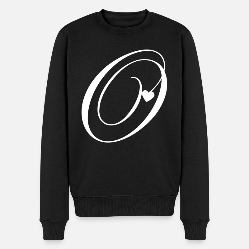 Lettre o calligraphie cœur - Pull Premium bio Homme - noir