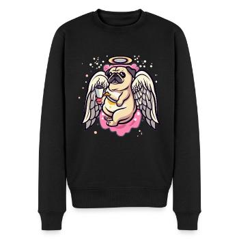 Mops Hund Schutzengel Spirituell Geschenkidee - Männer Premium Bio Pullover - Schwarz - Vorne - Nico (187cm)
