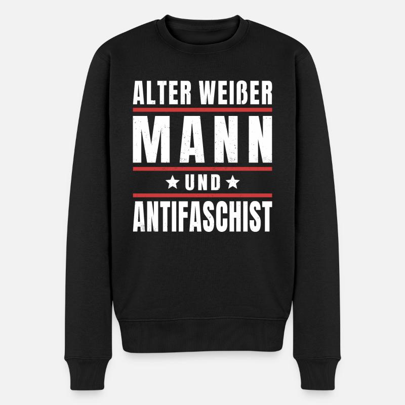 Antifaschismus Antifaschist Gegen Rechts Statement - Männer Premium Bio Pullover - Schwarz