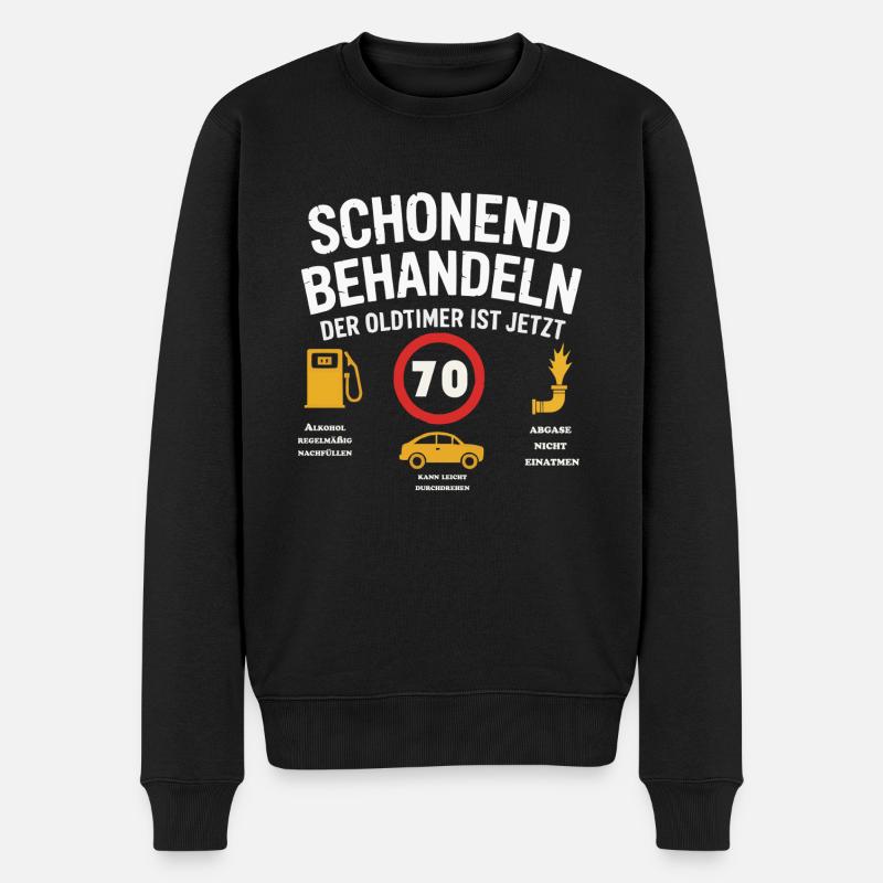 Schonend behandeln Lustiges Oldtimer 70 Geburtstag - Männer Premium Bio Pullover - Schwarz