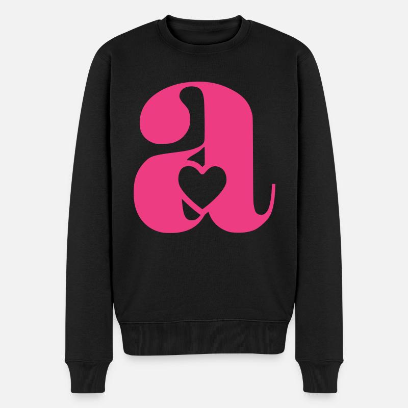Buchstabe A Anfangsbuchstabe mit Herz - Männer Premium Bio Pullover - Schwarz