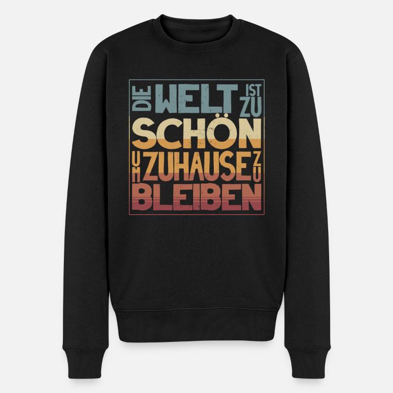 Reise Spruch Die Welt ist zu schön - Männer Premium Bio Pullover - Schwarz