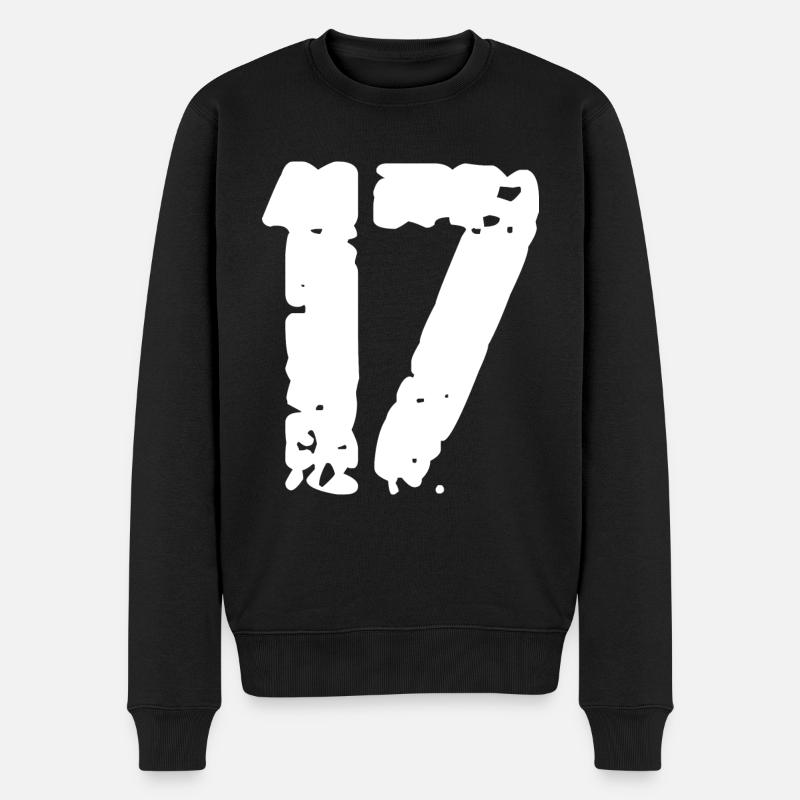 17 Zahl Vintage - Männer Premium Bio Pullover - Schwarz