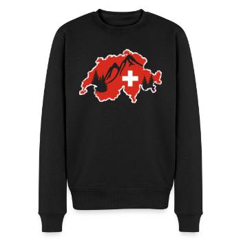 Schweizer Berge - Männer Premium Bio Pullover - Schwarz - Vorne - Nico (187cm)