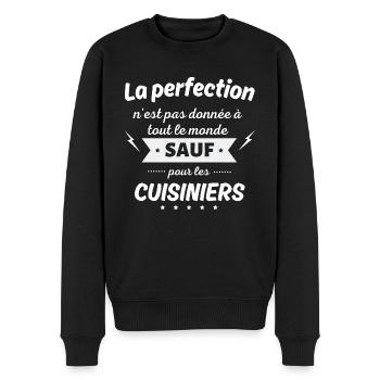 La perfection n est pas donnée sauf cuisinier - Pull Premium bio Homme - noir - Devant - Nico (187cm)
