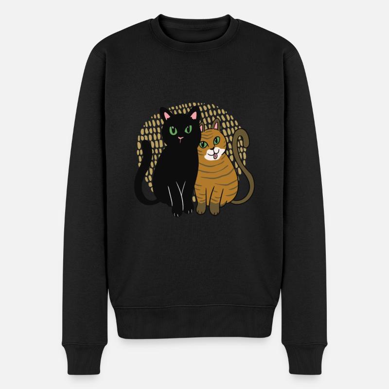 Zwei süße Katzen - Männer Premium Bio Pullover - Schwarz