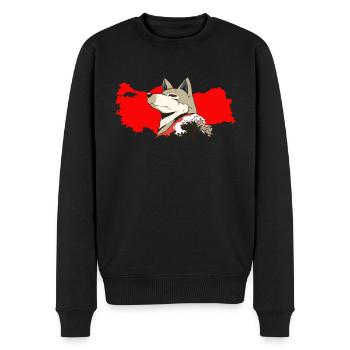 Türkiye Türkei Flagge Geschenk mit Wolf Göktürk - Männer Premium Bio Pullover - Schwarz - Vorne - Nico (187cm)
