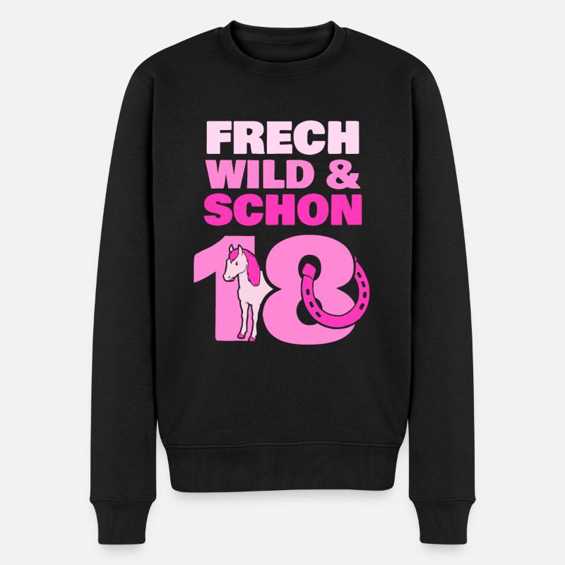 Geschenk 18 Jahre Geburtstag Mädchen Pferd - Männer Premium Bio Pullover - Schwarz