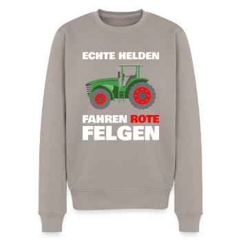 Landwirtschaft Traktor Trekker Traktorfahrer Lusti - Männer Premium Bio Pullover - Taupe - Vorne - Nico (187cm)