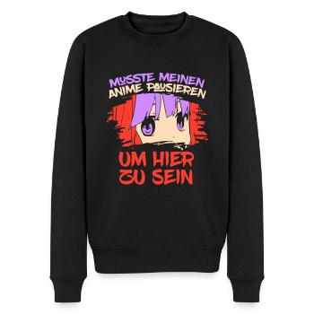 Musste meinen Anime pausieren um hier zu sein - Männer Premium Bio Pullover - Schwarz - Vorne - Nico (187cm)