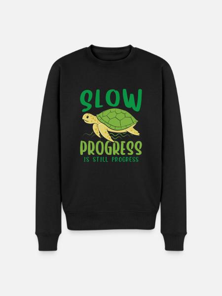 Slow progress is still progress - Männer Premium Bio Pullover - Schwarz