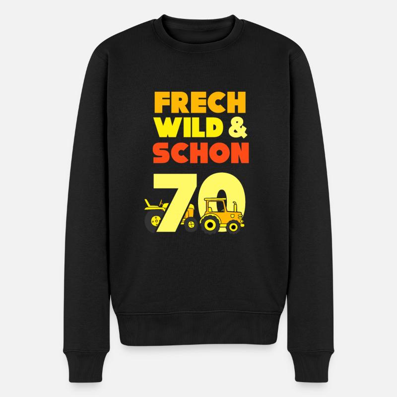 Geschenk 70 Jahre Geburtstag Mann Traktor - Männer Premium Bio Pullover - Schwarz