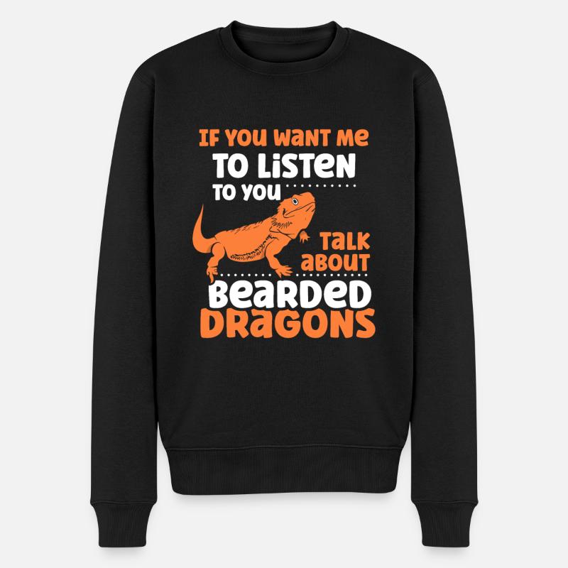 talk about Bearded Dragons - Männer Premium Bio Pullover - Schwarz