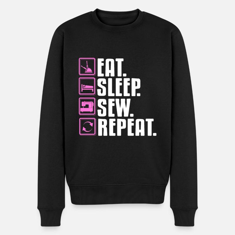 Eat Sleep Sew Repeat - Männer Premium Bio Pullover - Schwarz