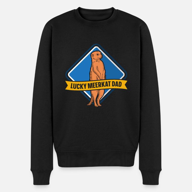 Lucky meerkat Dad - Männer Premium Bio Pullover - Schwarz