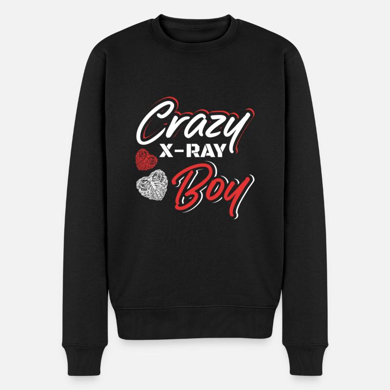 Crazy X-Ray Boy - Männer Premium Bio Pullover - Schwarz