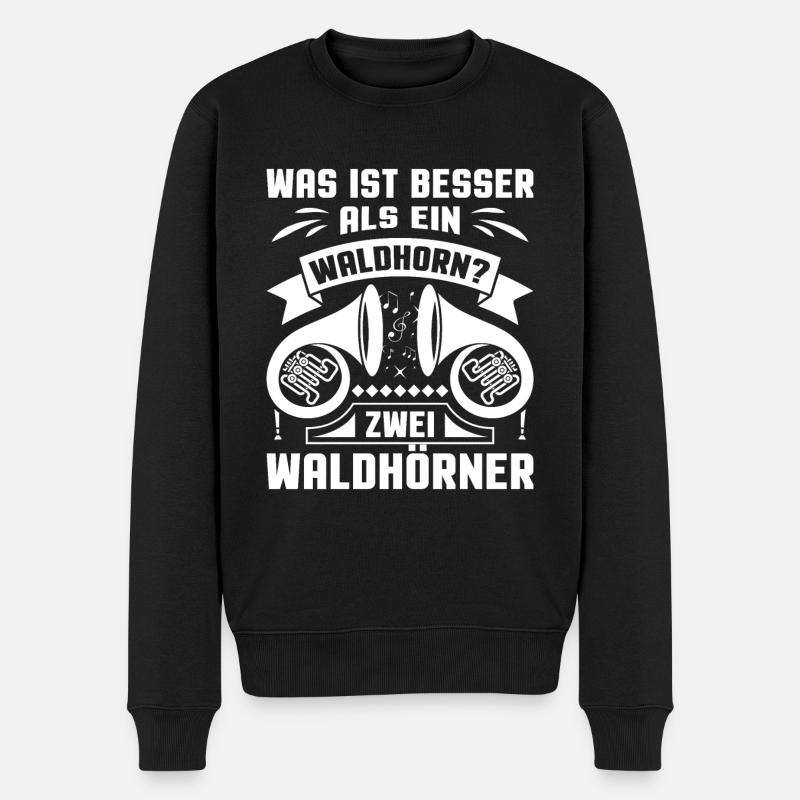 Waldhorn Waldhornspieler Hornist - Männer Premium Bio Pullover - Schwarz