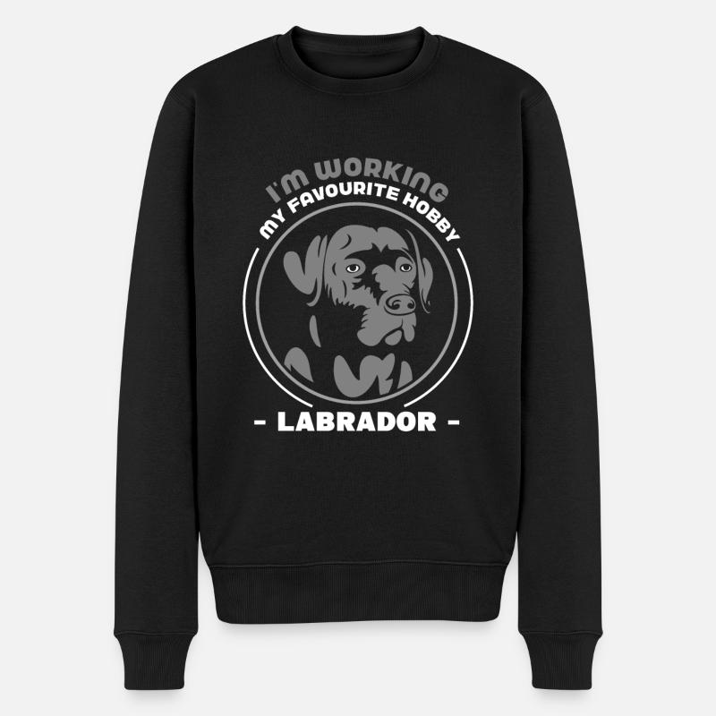 I'm working my favourite hobby Labrador - Männer Premium Bio Pullover - Schwarz