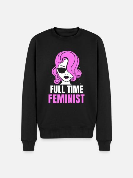 Full time feminist - Männer Premium Bio Pullover - Schwarz