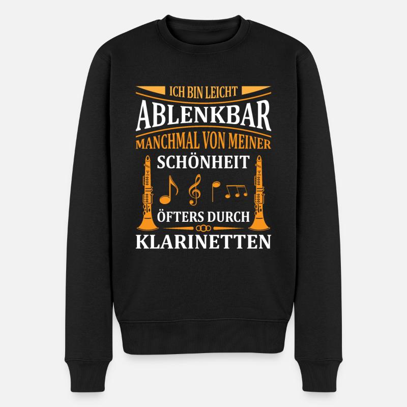 Klarinette Klarinettenspieler Klarinettist - Männer Premium Bio Pullover - Schwarz